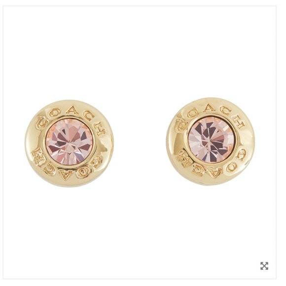 Coach Open Circle Studs Gold with Champagne Crystals - Picture 1 of 6
